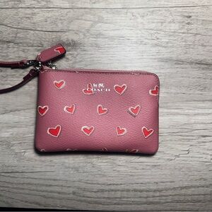 Coach Pink Wristlet with Heart Design